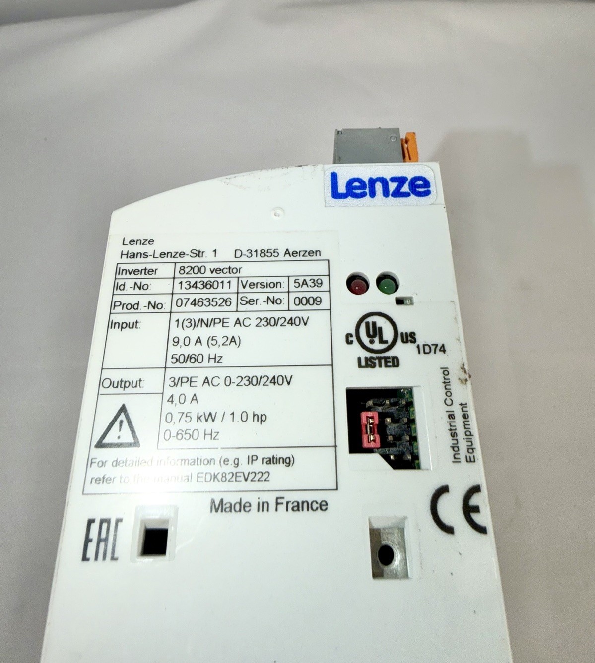 LENZE 8200 VECTOR VARIABLE INVERTER DRIVE E82EV751_2C