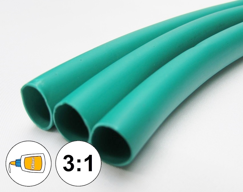 (1 FOOT) 1/4″ Green Heat Shrink Tube 3:1 Dual Wall Adhesive Glue Marine 6.4mm ID