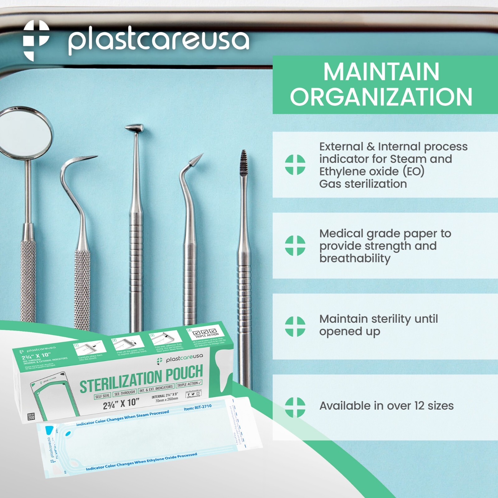 2.75″ x 10″ Self-Sealing Sterilization Pouches for Autoclave (Choose Quantity)