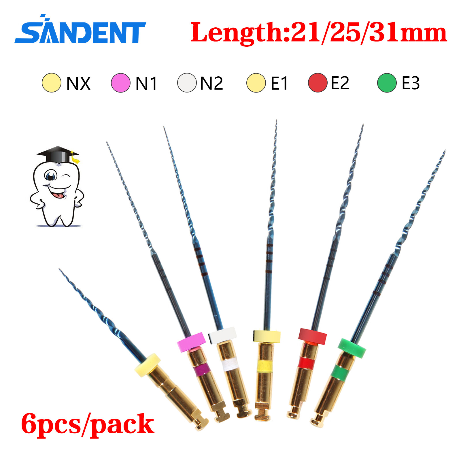 Dental Endo Endodontic Engine Rotary Files Root Canal NiTi Files 25mm 21mm 31mm