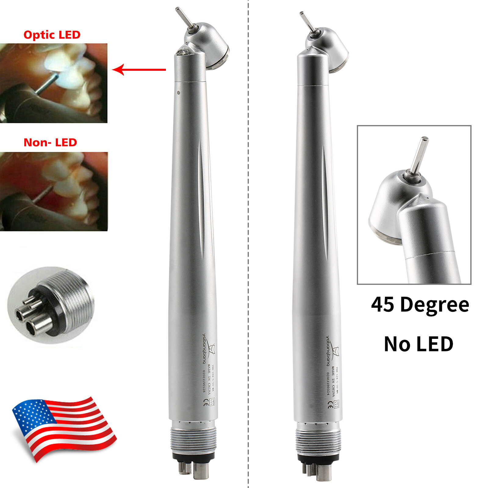 NSK Style Dental 45 Degree Surgical High Speed Handpiece Push Button (LED) 4Hole