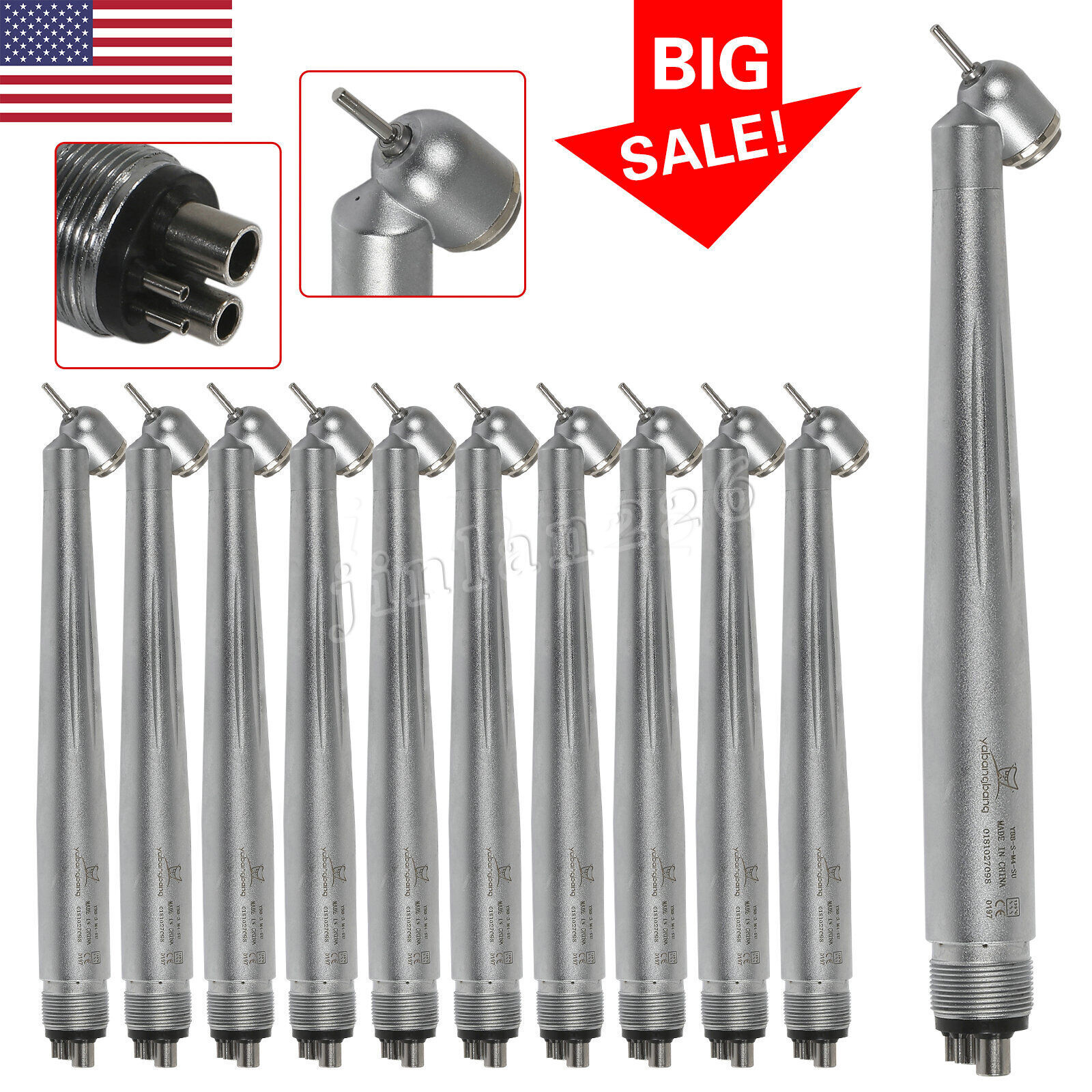 Yabang Dental 45 Degree Surgical High Speed Handpiece Push Button 4Hole 1-10 pcs