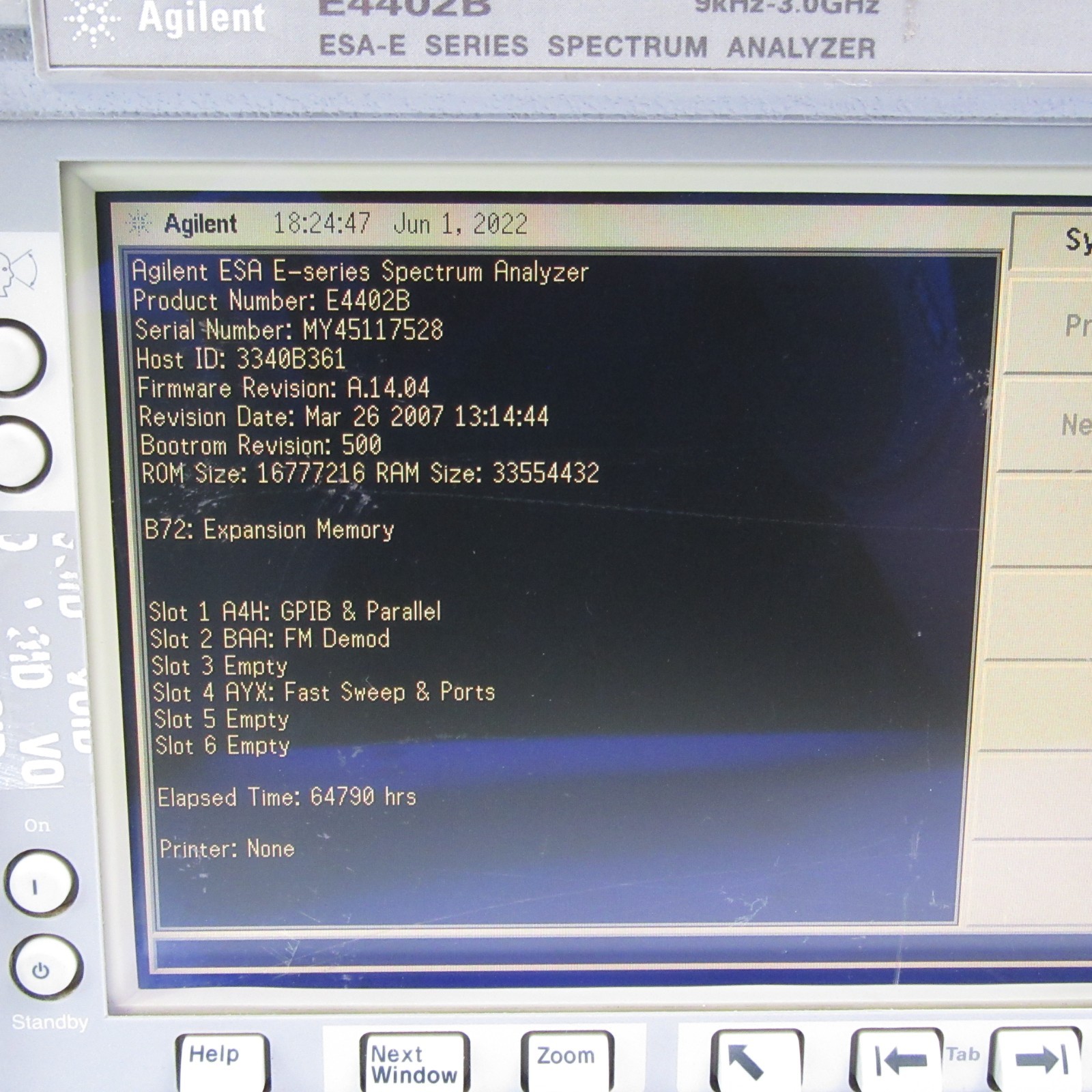 Agilent HP Keysight E4402B Spectrum Analyzer 9 kHz–3.0 GHz ESA‑E T12-D14