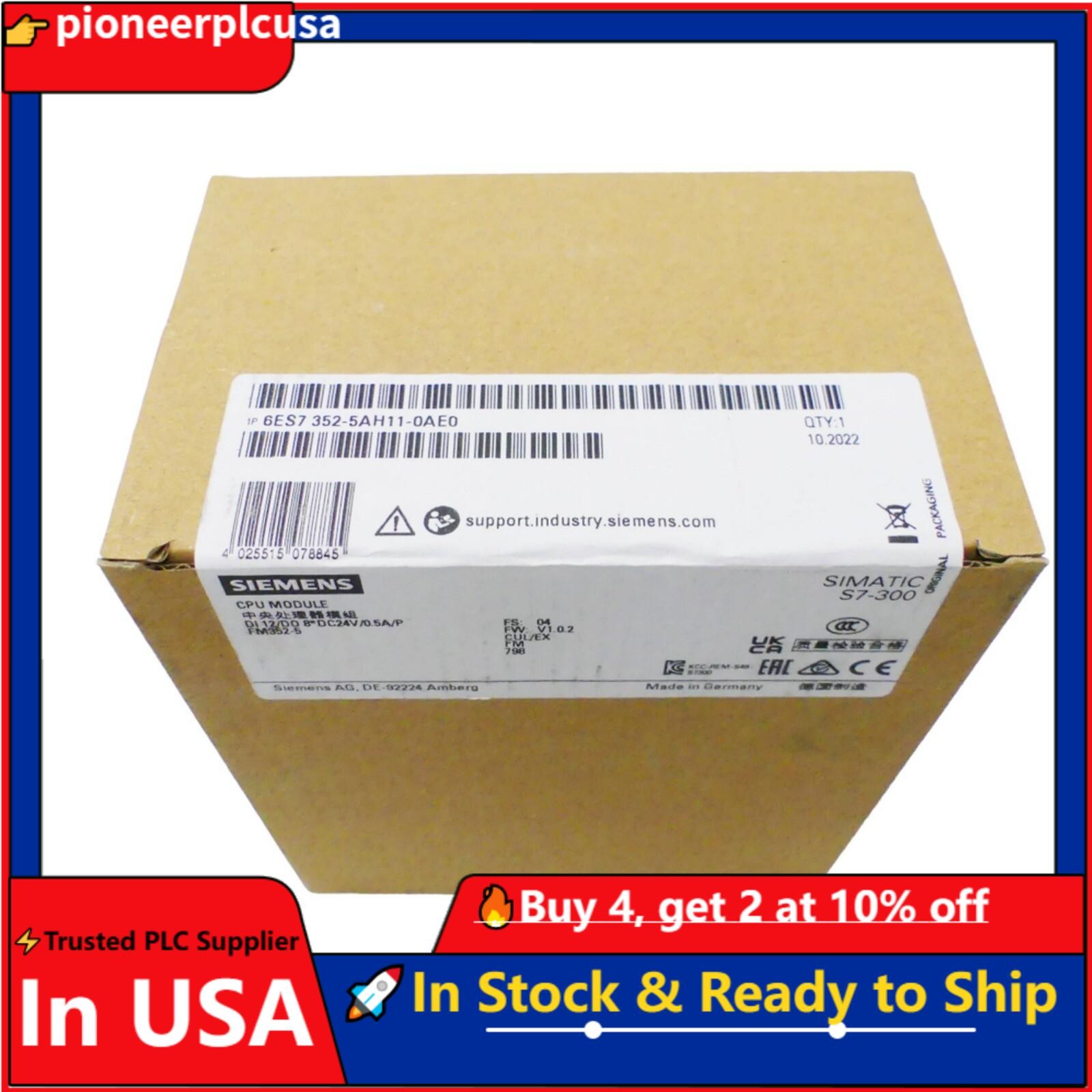 New Siemens 6ES7352-5AH11-0AE0 6ES7 352-5AH11-0AE0 1 Year Warranty Fast Shipping