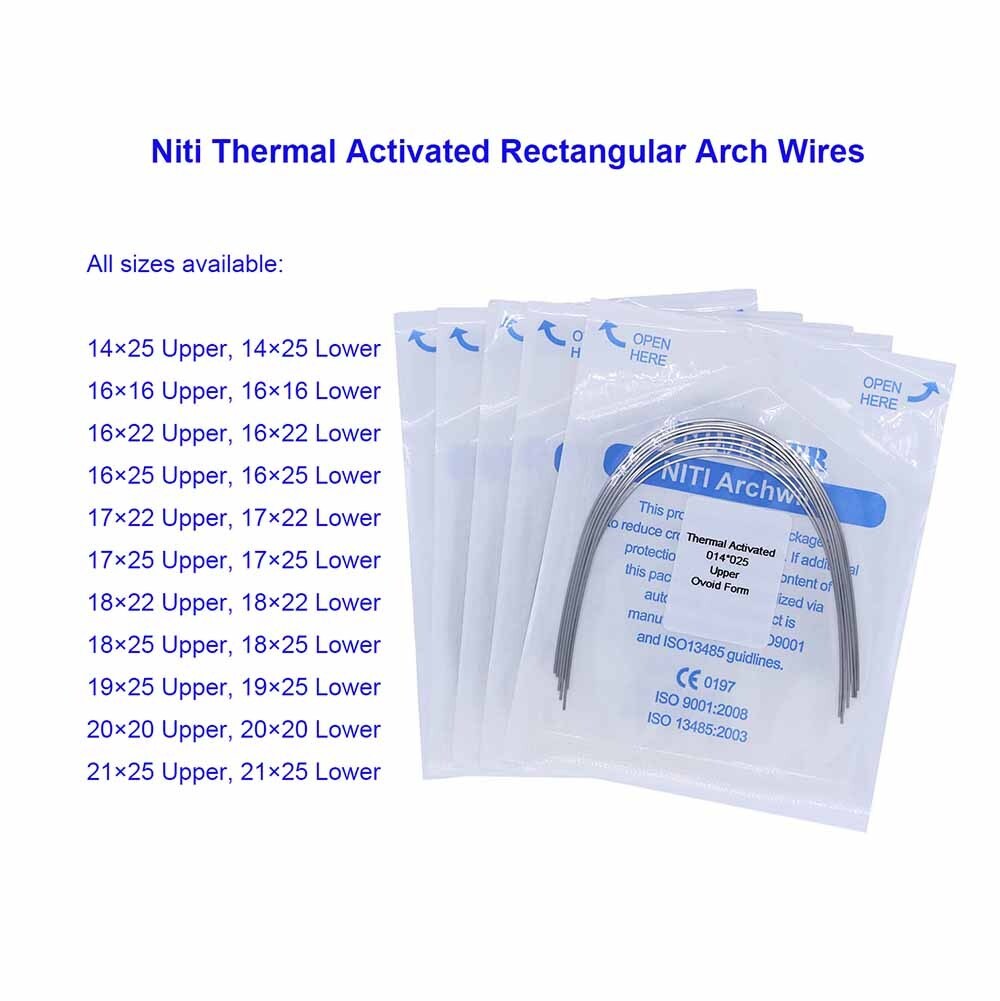 100×Dental Orthodontic Niti Thermal Activated Rectangular Arch Wires 16×16 Upper