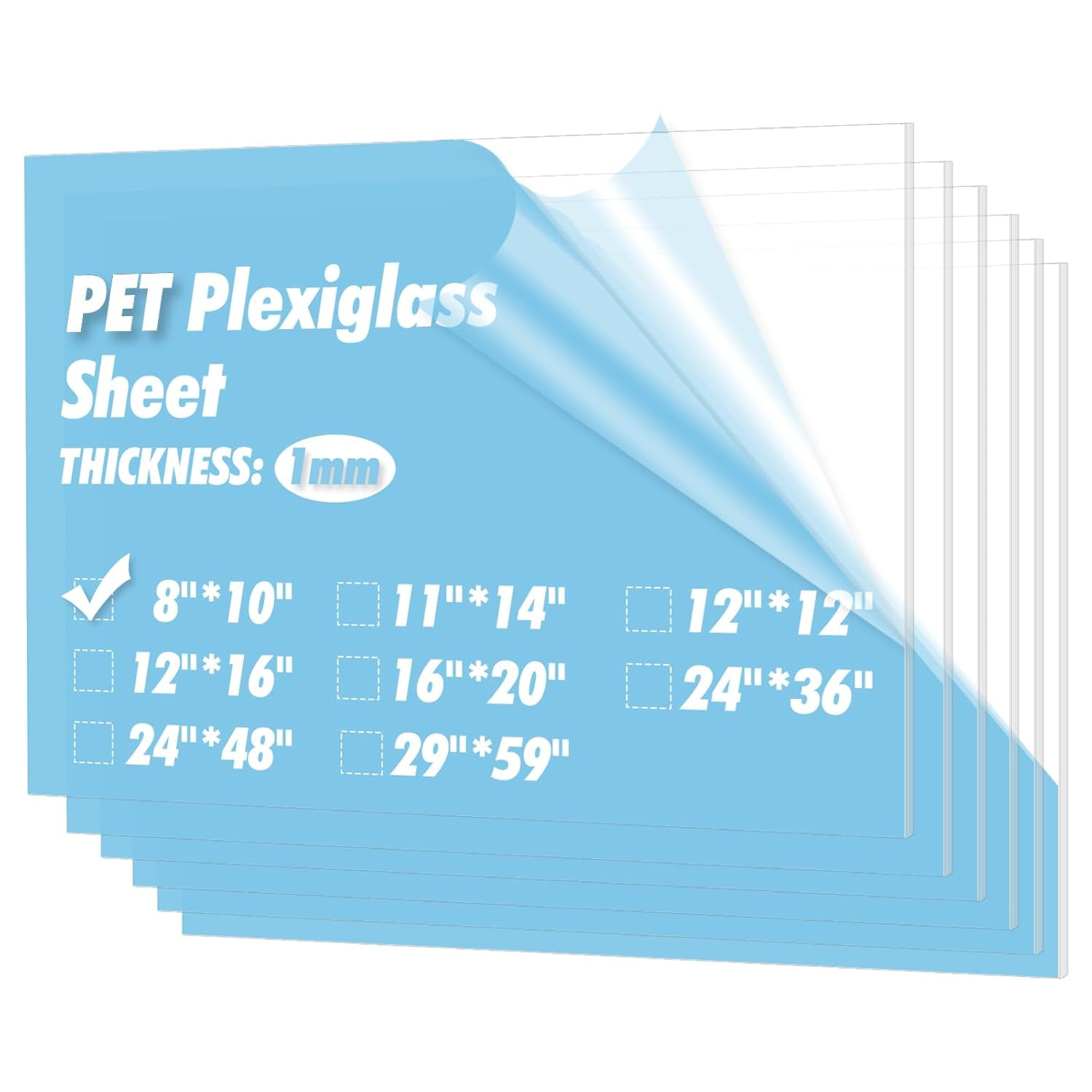 5-Pack of 8×10″ Pet/Plexiglass Sheets, Transparent Clear Flexible Plastic Sheet