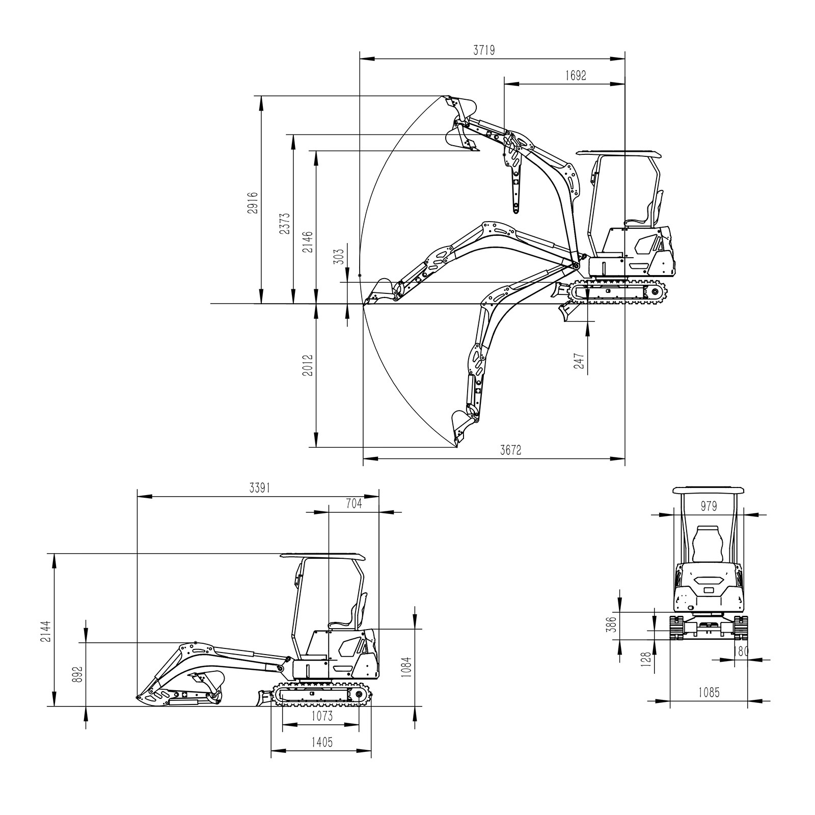 2 Ton 4409lbs Diesel Mini Excavator EPA Kubota D902 Engine Side Swing 2025 USA