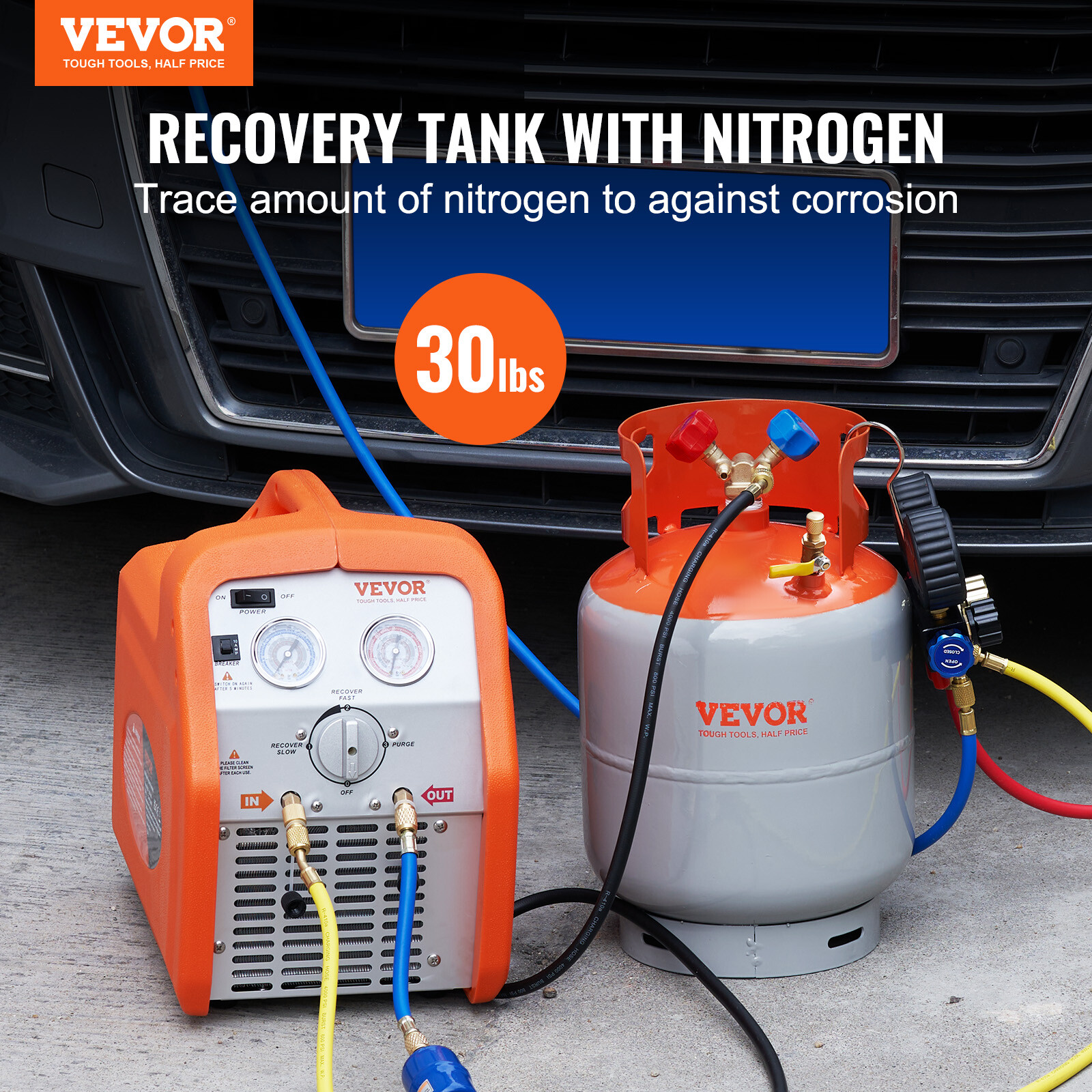 VEVOR Refrigerant Recovery Reclaim 30 LBS Cylinder Tank 400 PSI Liquid Y Valve
