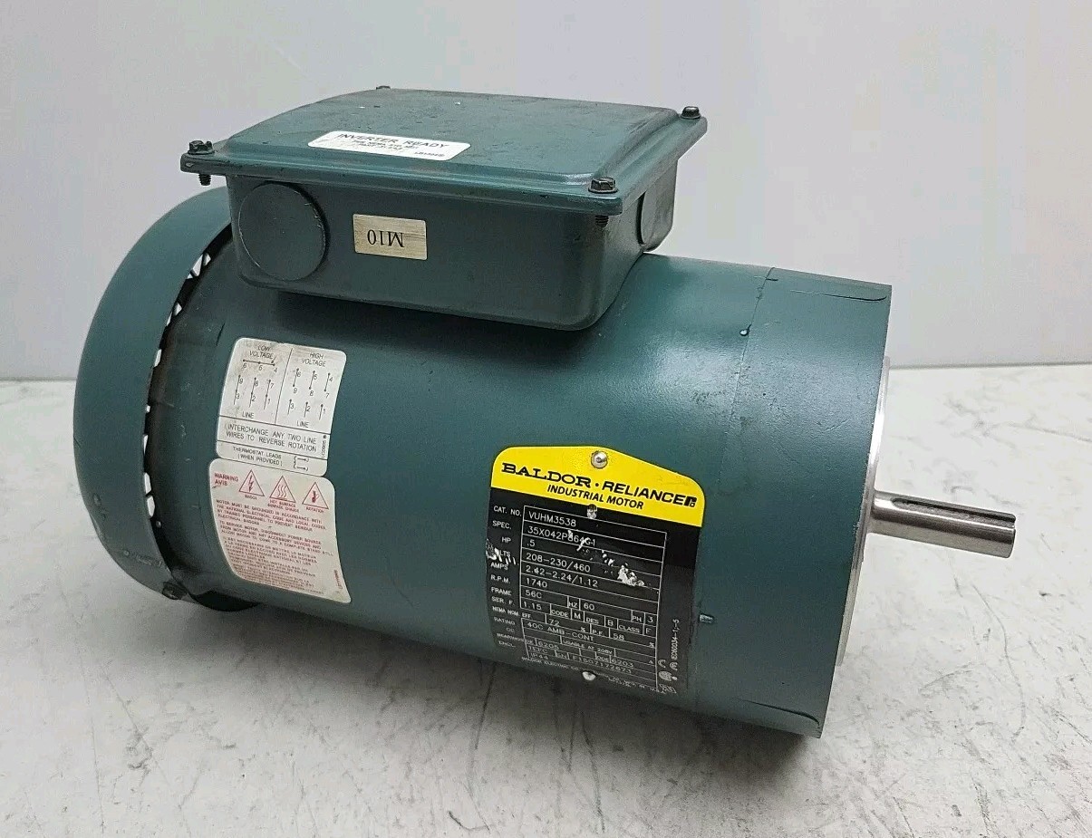 Baldor VUHM3538 .5 Hp 1740 Rpm 3Ph 60Hz 56C TEFC Industrial Motor Used