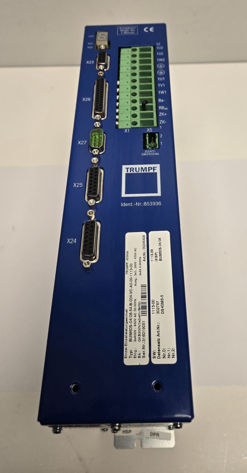 TRUMPF SERVO DRIVE 853936. BUM60S-04/08-54-B-004-VC-A0-00-1113-00.