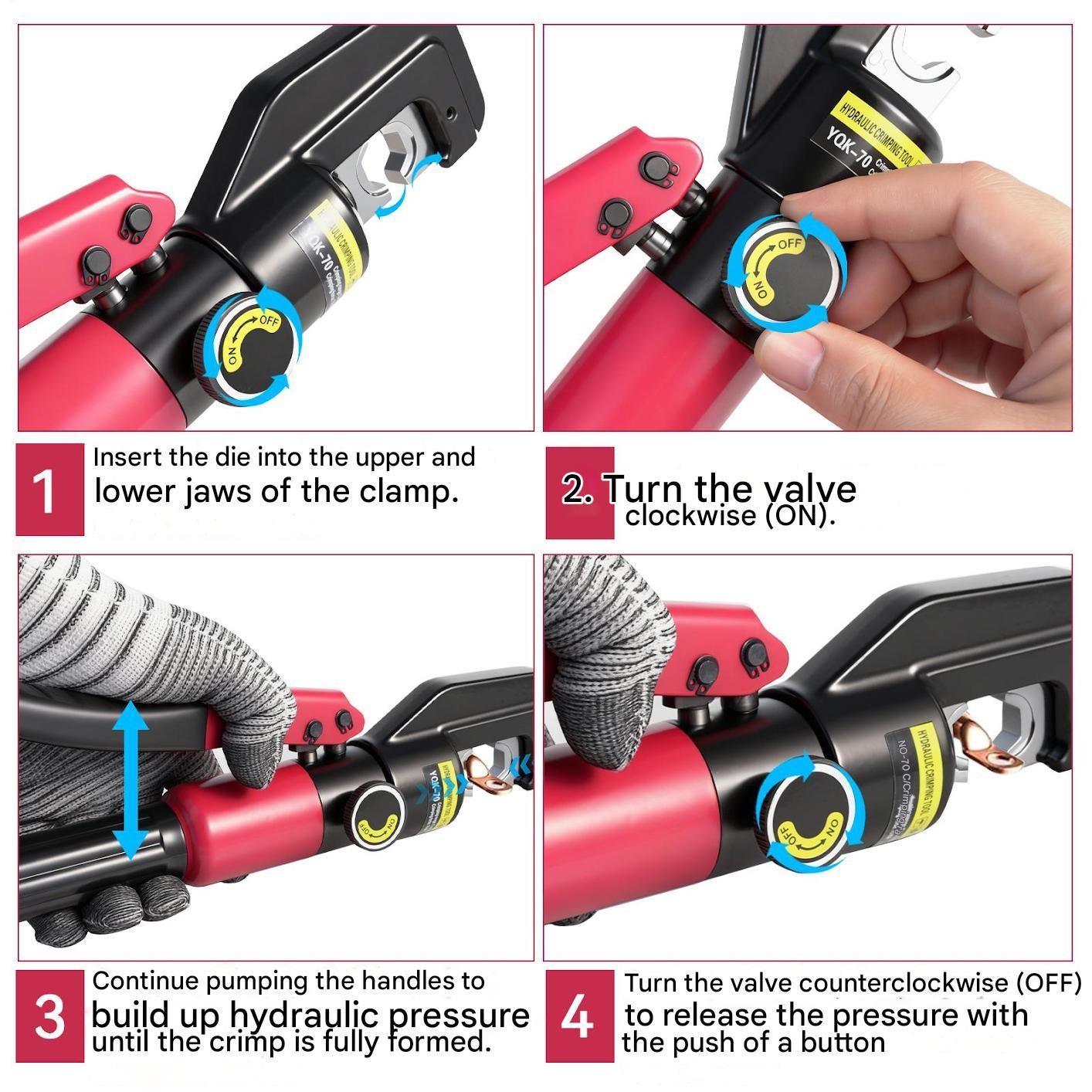 8T Hydraulic Wire Crimper Crimping Tool Battery Cable Lug Terminal W/8 Dies