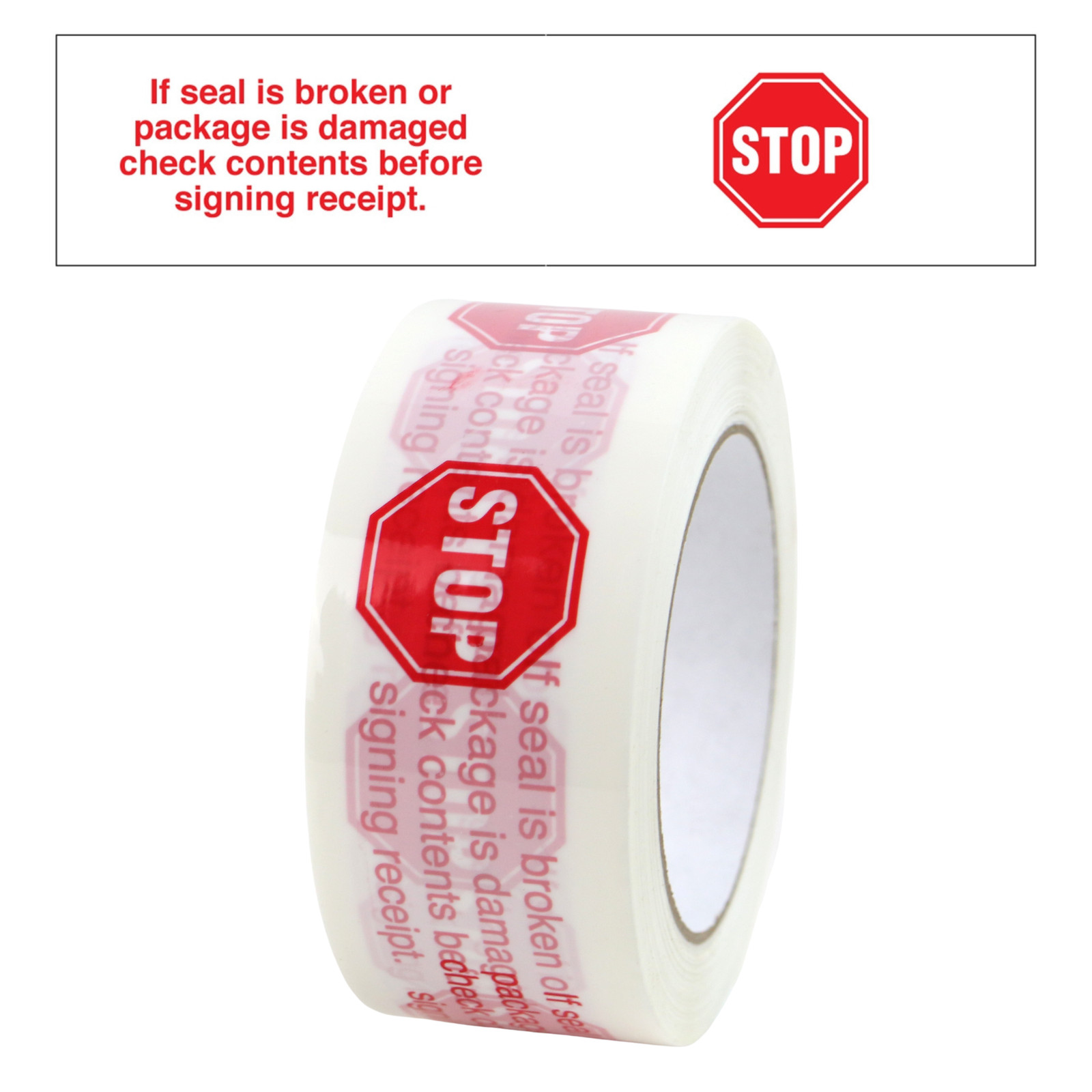 FindTape Printed Carton Sealing Tape (BOPP-LEG): 3 in. x 110 yds. (White/Red STO