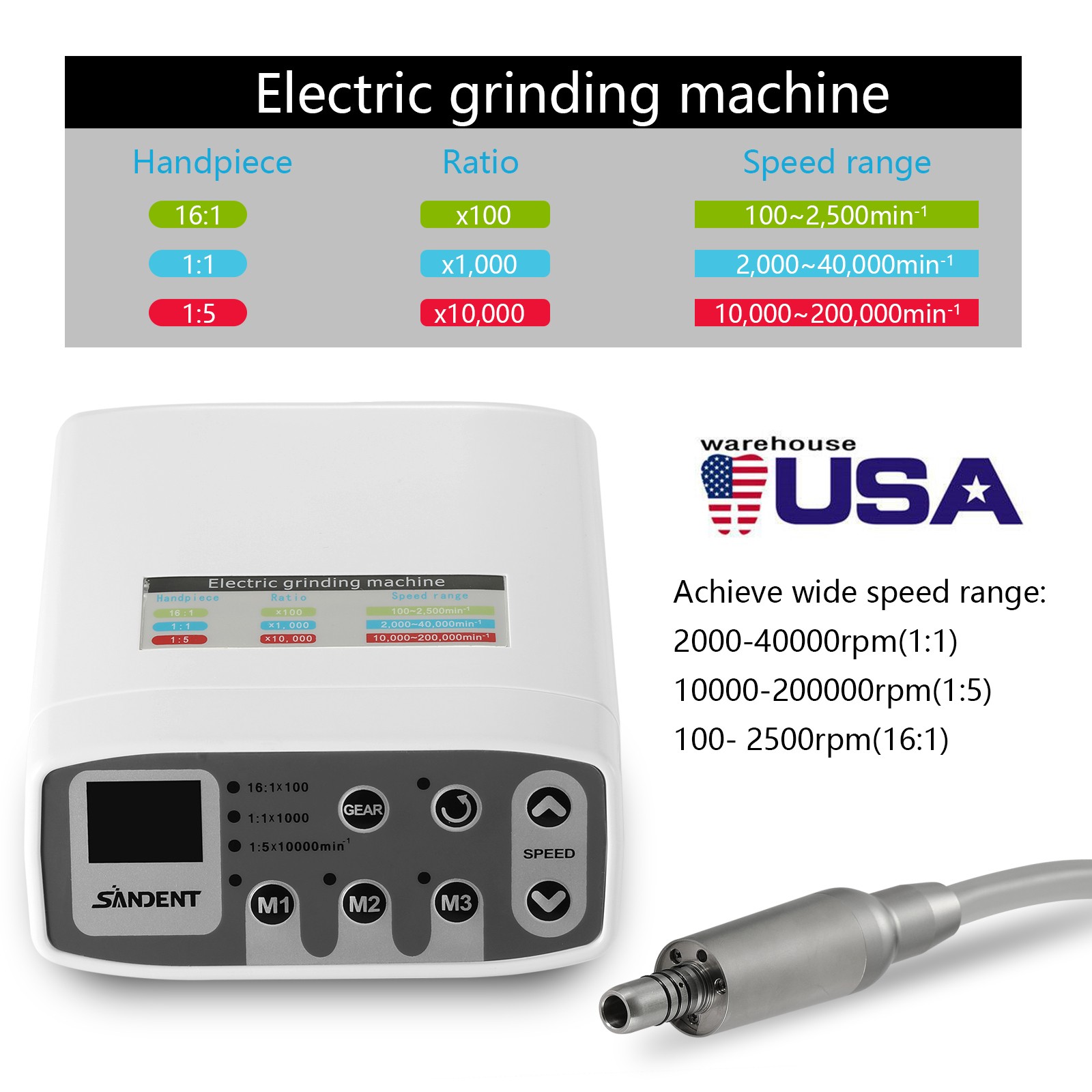 Dental 360° Swivel Hygiene Prophy Handpiece Air Motor 4H 4:1 Nose Cone Midwest