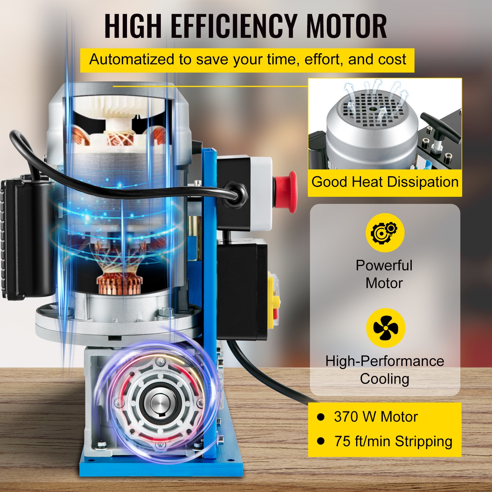370W Electric Wire Stripping Machine 0.06-1.5in Power Cable Stripper