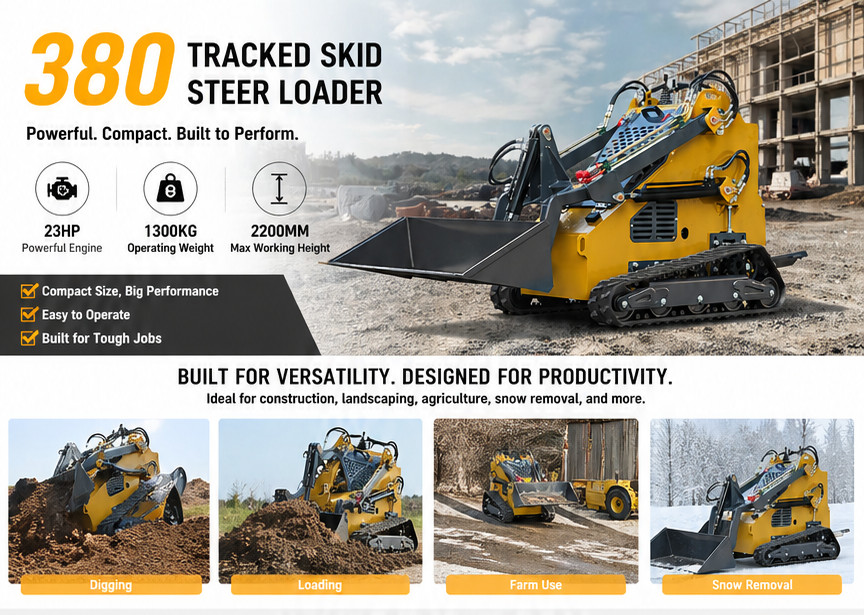 MMS 2025 Free Shiping Crawler Mini Skid Steer Loader with EPA 23HP Engine in USA