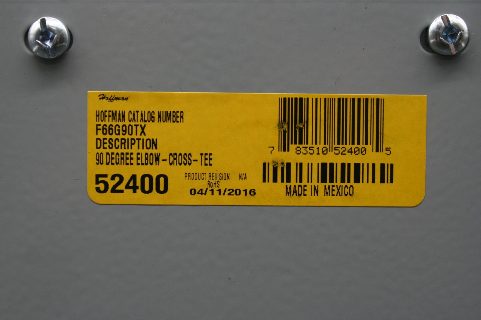One (1) Hoffman F66G90TX 90° Elbow-Cross-Tee, 6″ x 6″ (52400) Mexico NEW