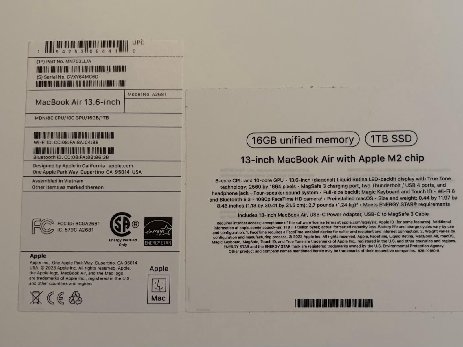 Apple Macbook Air 13” Empty Box Only