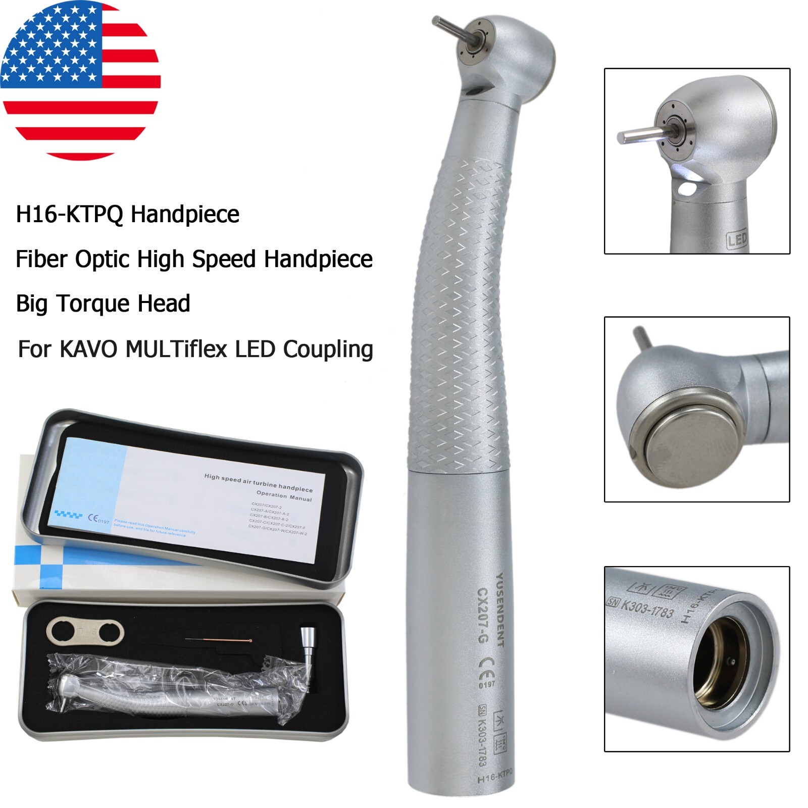 COXO Dental High Speed Handpiece Fiber Optic For KAVO MULTIflex Coupler 4 6 Hole