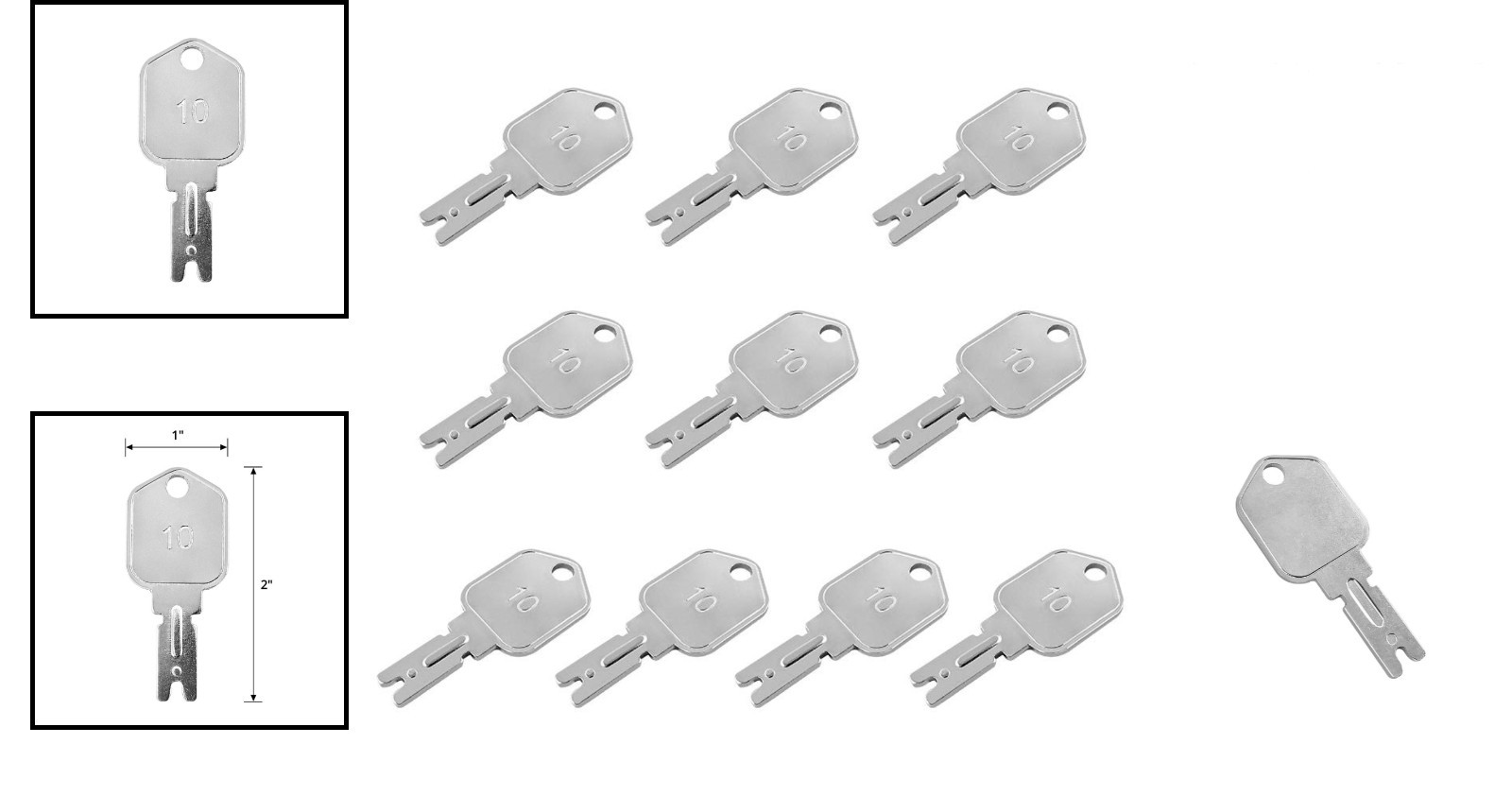 10 Pack Ignition Forklift Keys for Hyster, Clark, Yale & Komatsu – Durable Metal