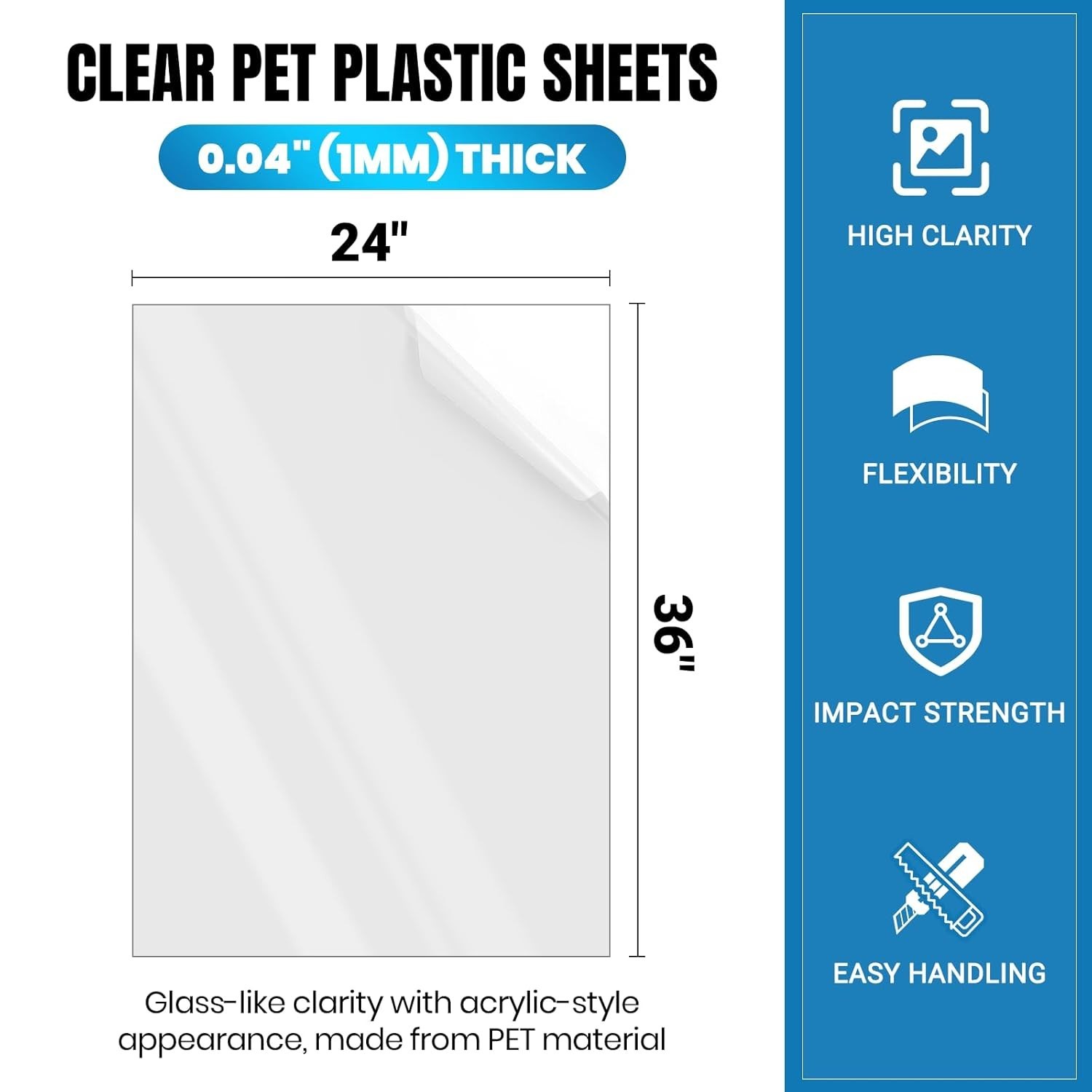 High Clarity PET Panels 24×36 – DIY Sneeze Guards & Shields