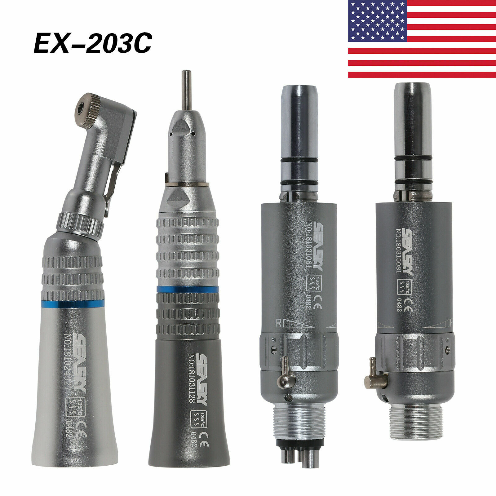 NSK Style Dental Latch/Push Slow Speed Handpiece Contra Angle Air Motor 2/4Holes