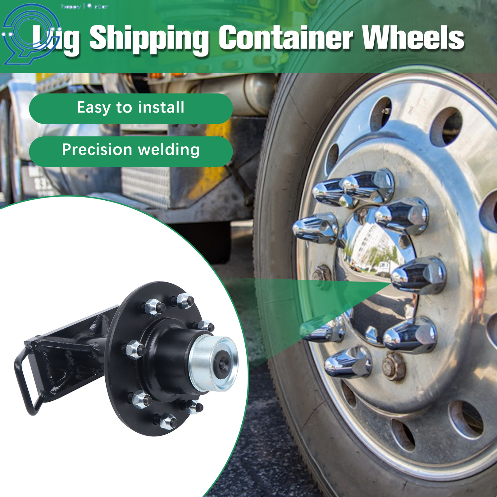 Shipping Container Wheels 8×6.5 Lug Bolt-On Spindle Kit with Handle