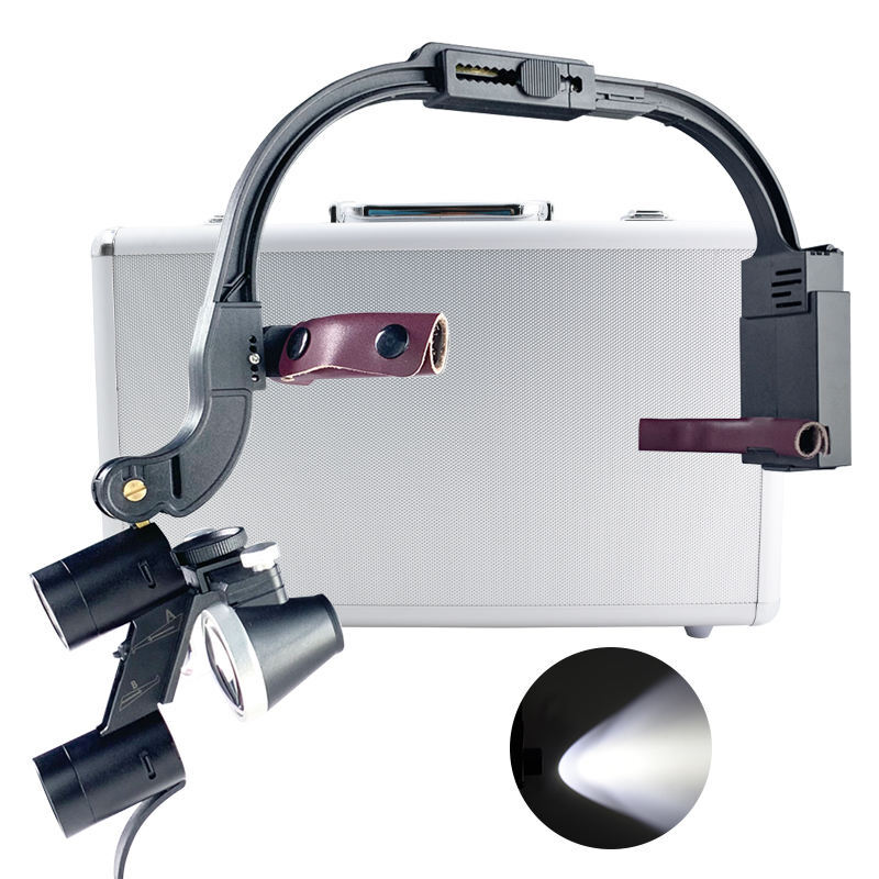 Dual LED Dental 5W Headband Head Light with 3.5X Binocular Loupes 2 Batteries US