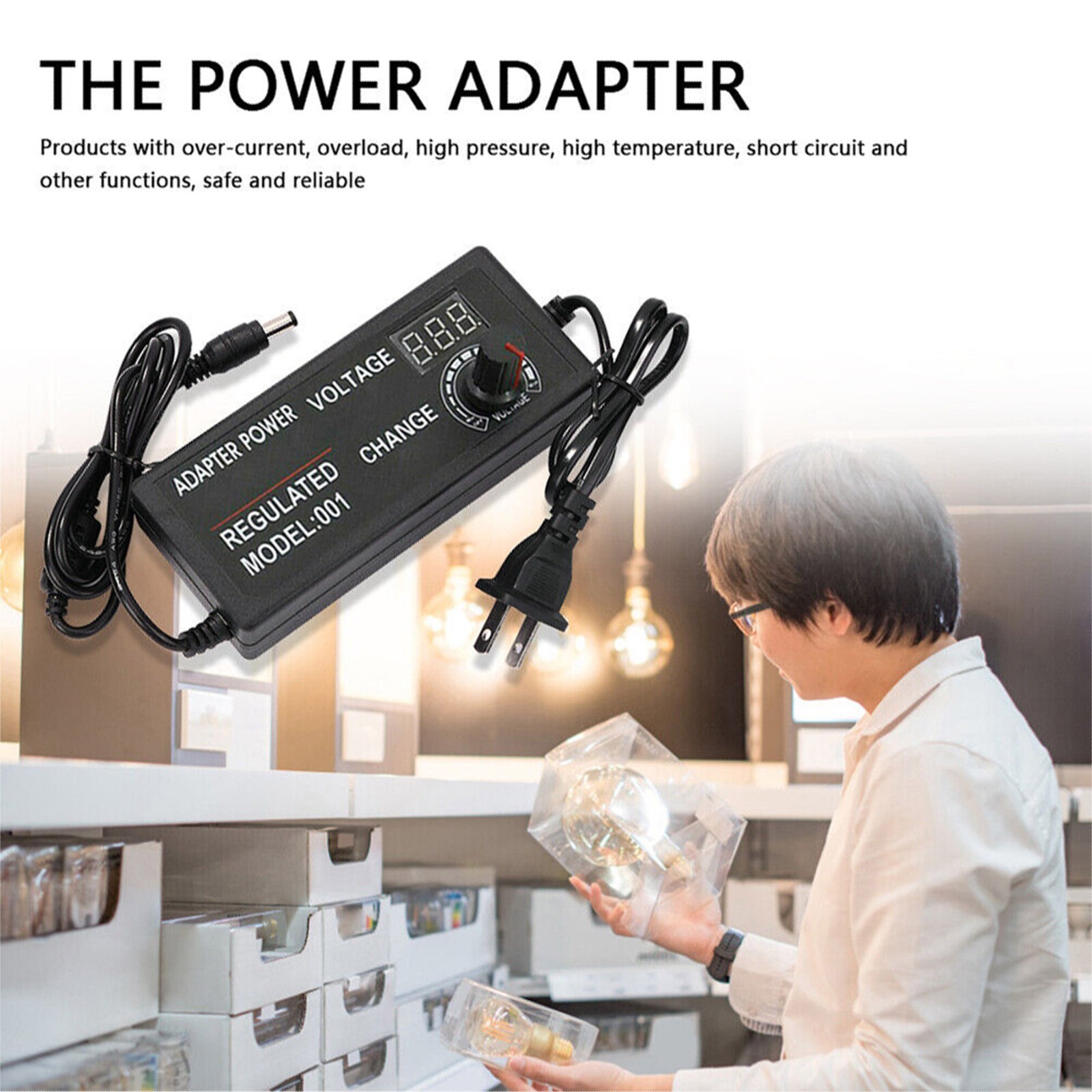 Adjustable Voltage Power Supply 3-24V w/ LCD Display AC / DC Switch Adapter US