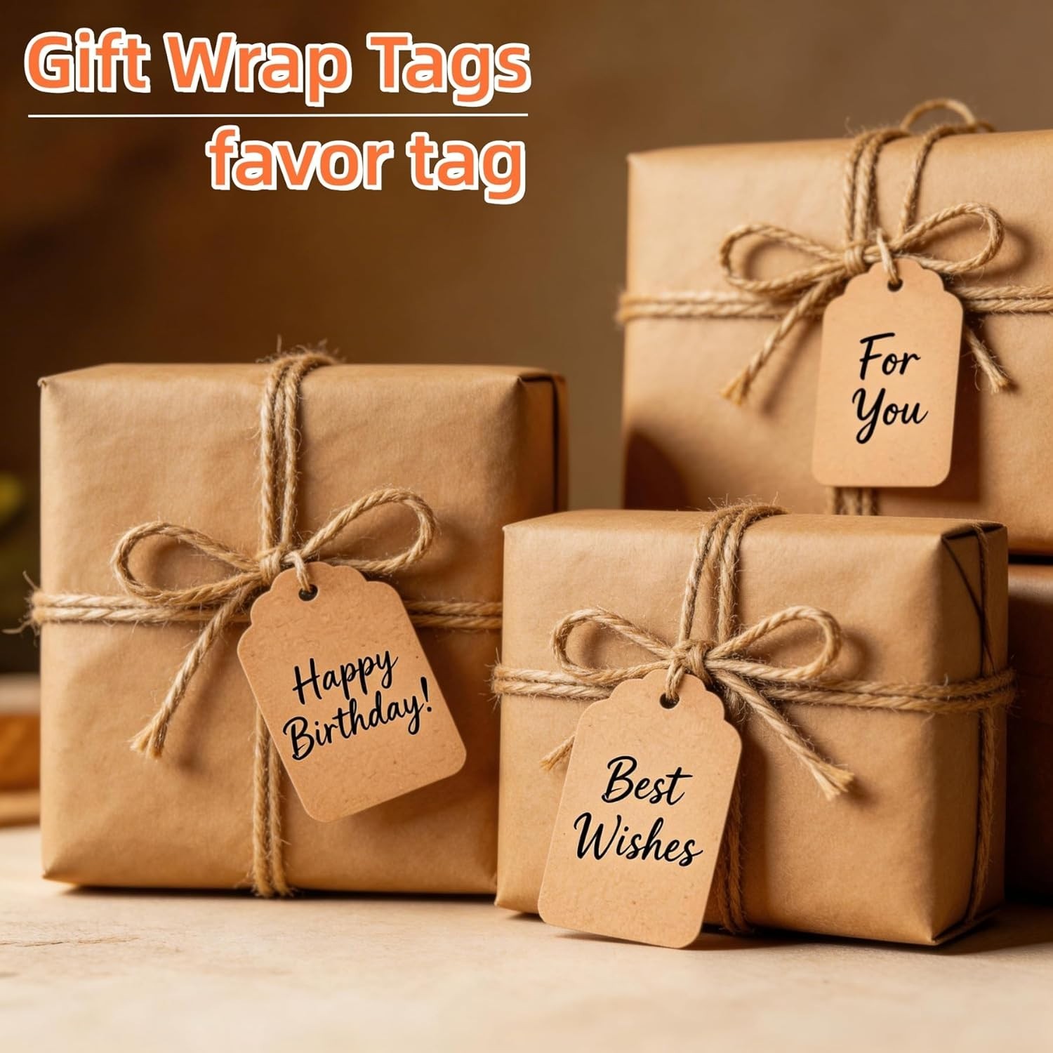 600 PCS Pre-Strung Key Tags with String Attached, Brown Kraft Paper Key Labels,
