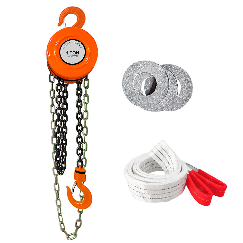 1 Ton Chain Puller Block Fall Chain Lift Hoist Hand Tools 5M 15ft Chain w/Hook