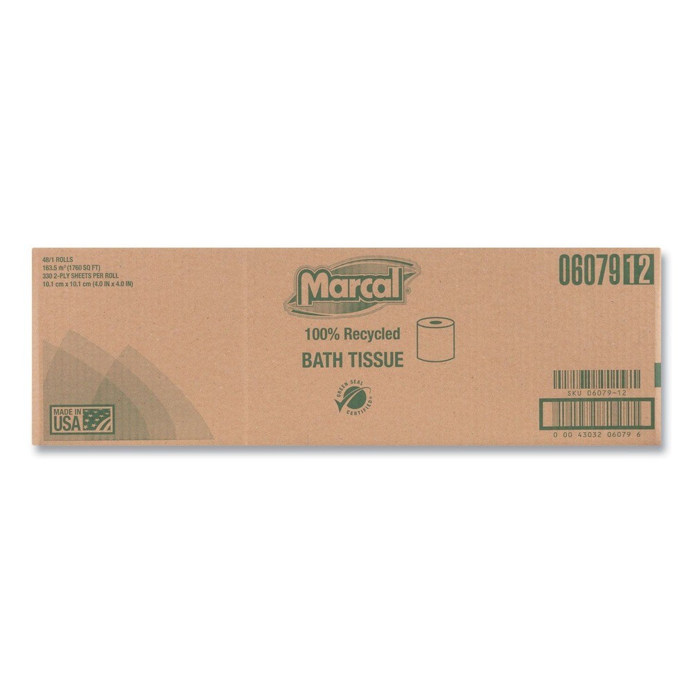 Marcal 6079 2 Ply 100% Recycled Septic Safe Bath Tissues – White (48/Carton) New