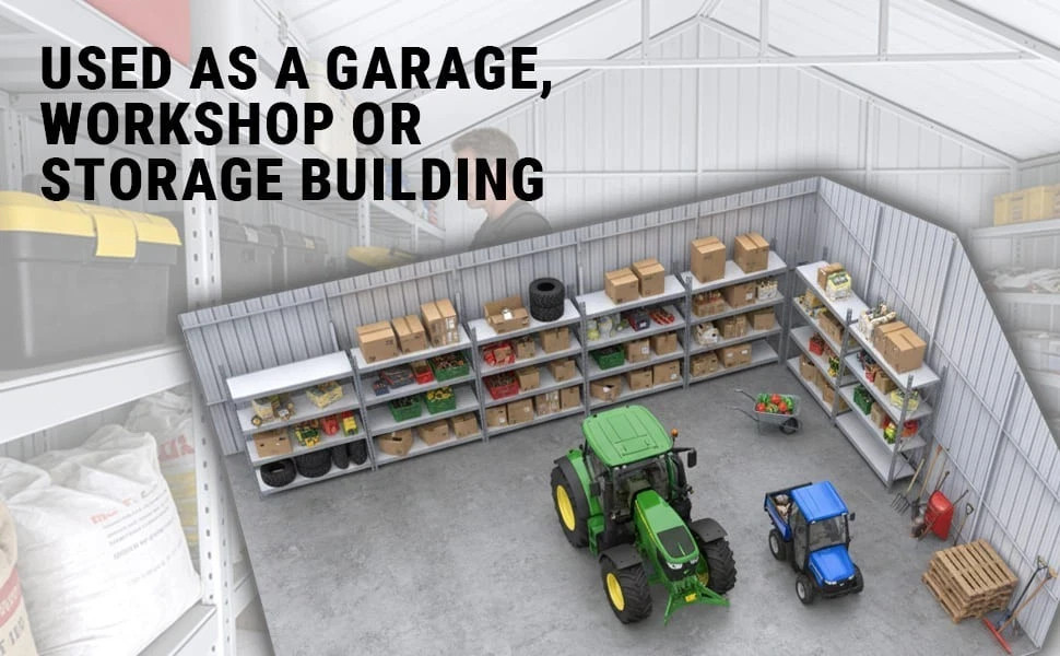 33′ x 25′ x 14′ Metal Car Garage/Outdoor Storage Shed/Heavy-Duty Steel Barn