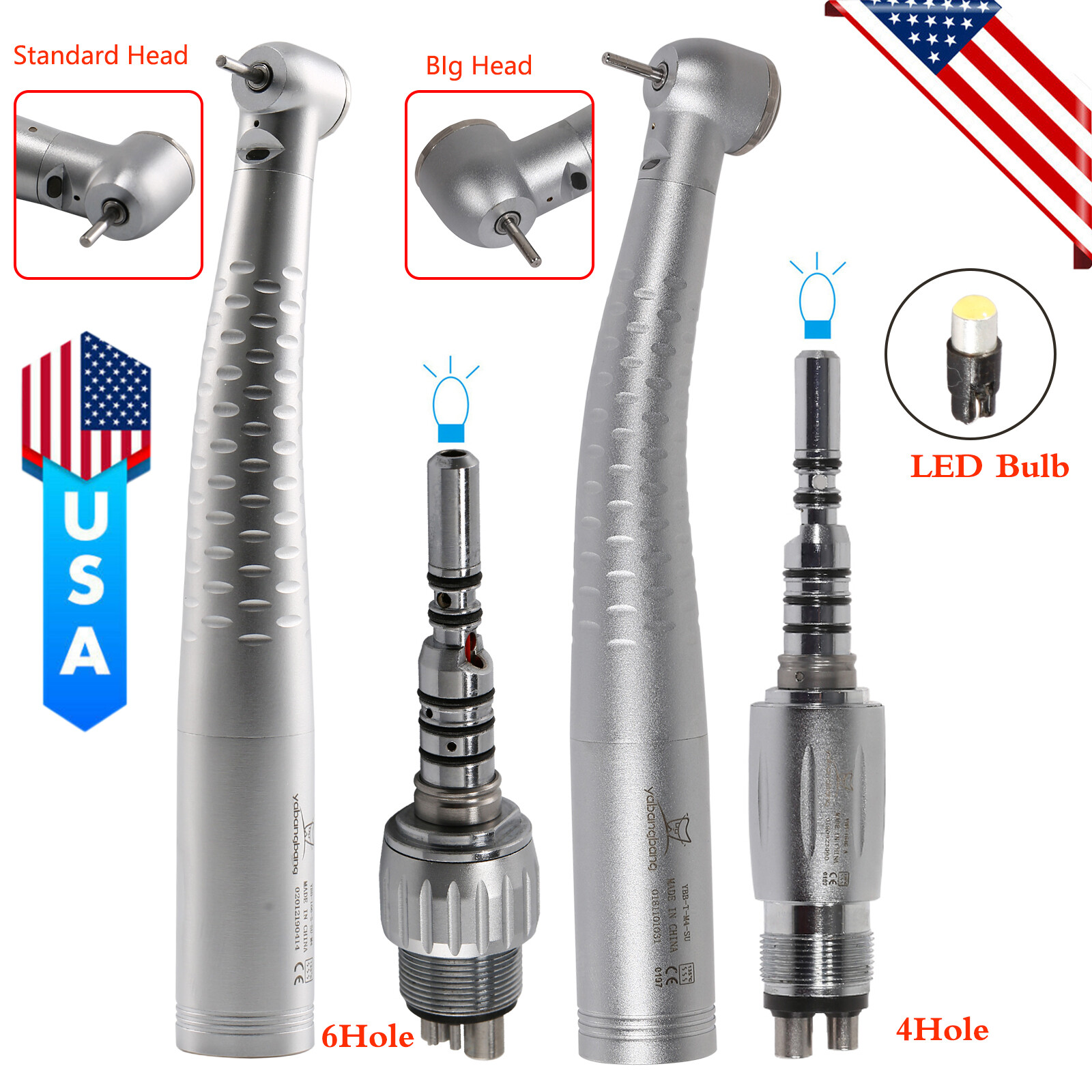 KAVO Style Dental Fiber Optic LED High Speed Handpiece / Quick Coupler 4/6 Holes