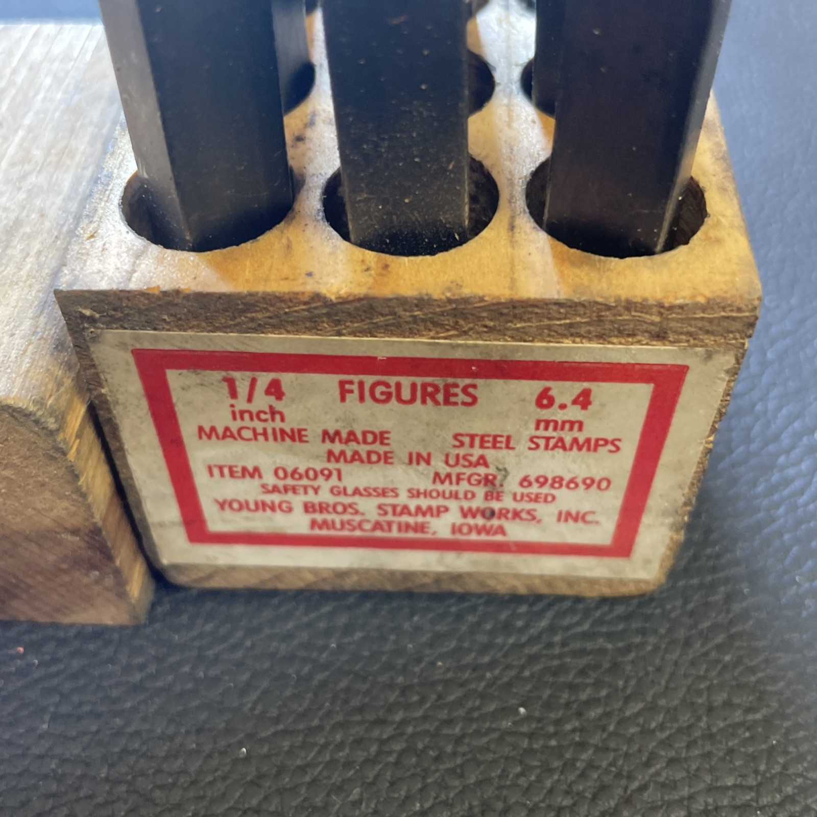 Vtg Young Bros 1/4 Inch 6.4mm Steel Stamps Numbers Numeral STAMP Set 9 Pcs 06091