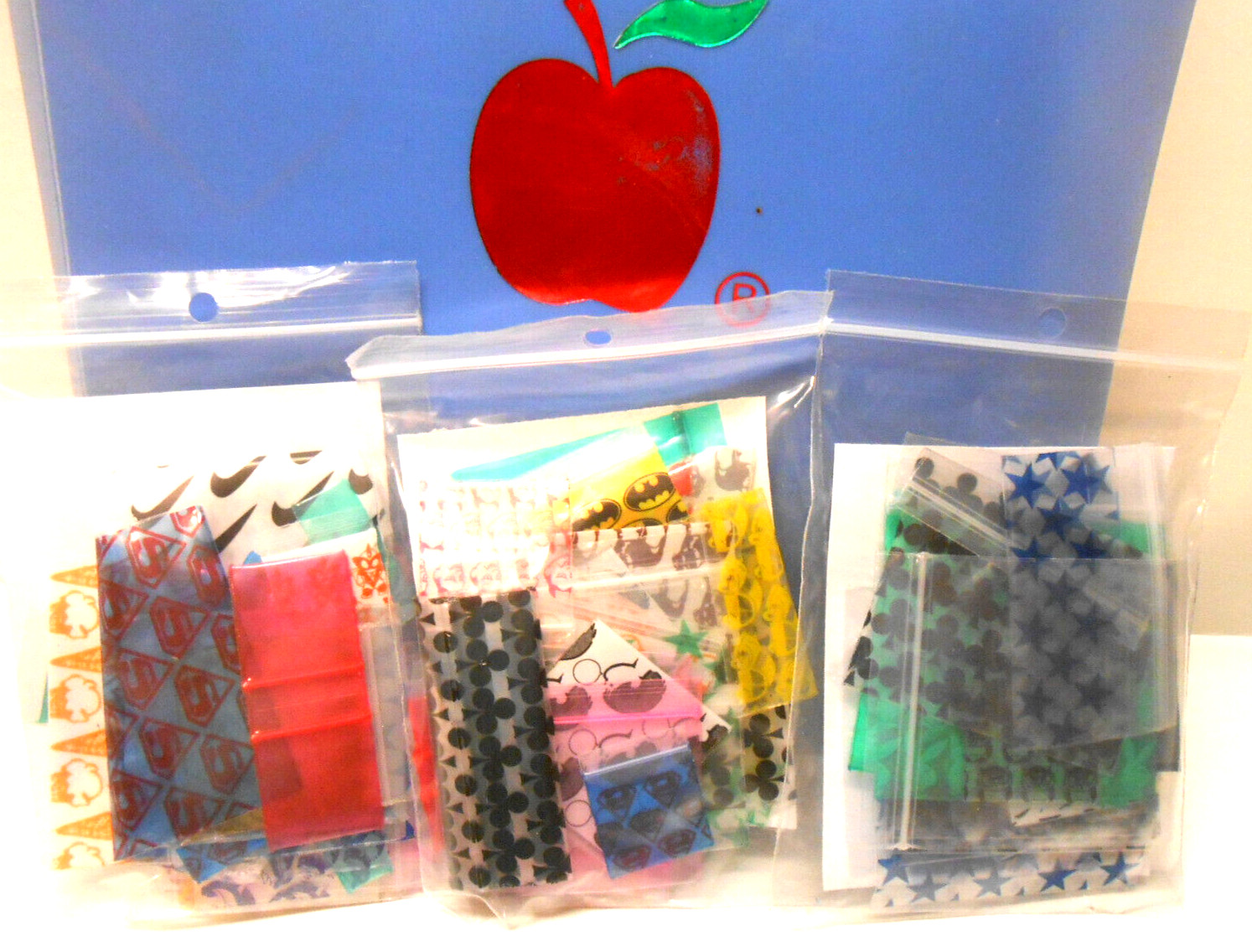 apple brand baggies (3) “CRAZY” SaMPLER zippitz bags insane assorted mix 120pcs