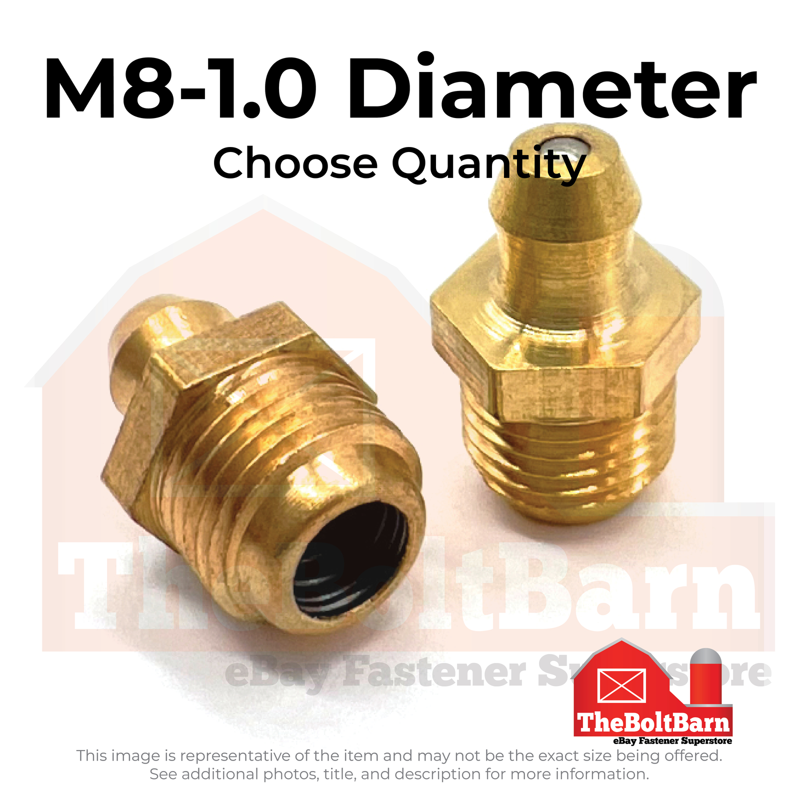 M8-1.0 Zerks Grease Fitting Straight Hydraulic Brass (Choose Quantity)