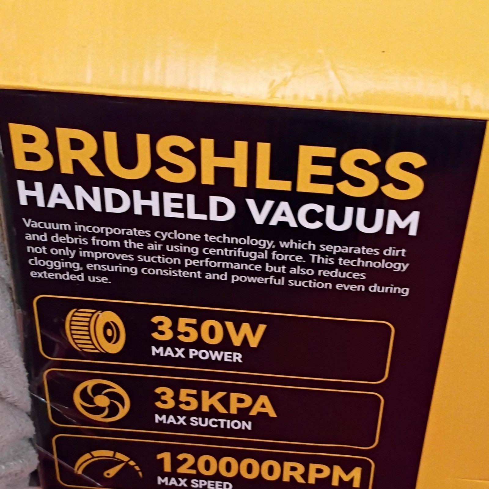RD-101 Brushless Motor Handheld Vacuum, Bagless, 350W 35KPA Suction