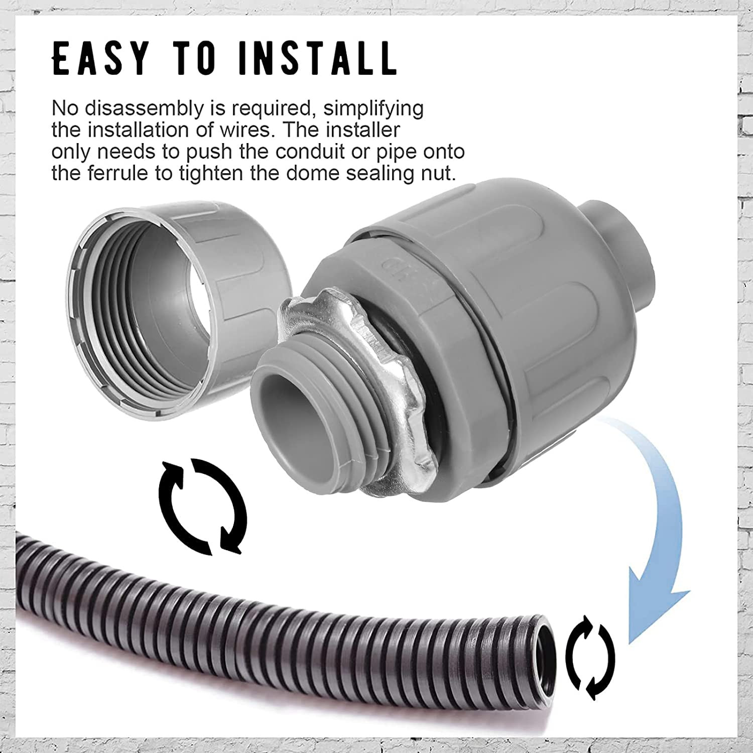 1/2 Inch Liquid Tight Connector PVC Electrical Conduit Fittings Straight