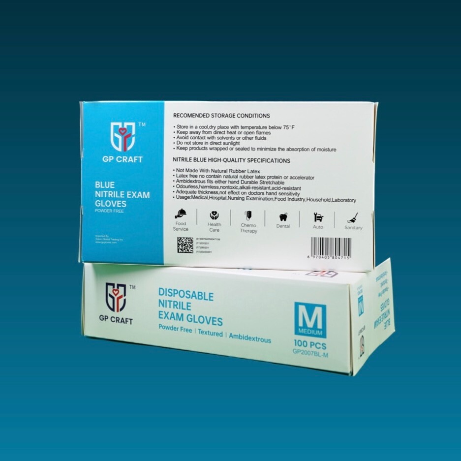 GP CRAFT Disposable Nitrile Exam Gloves, 4 Mil, Blue, Chemo Rated, Case of 1000