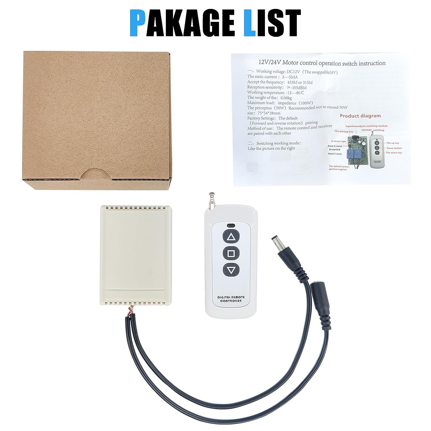 12V 24V Motor Linear Actuator Wireless Remote Controller Forward Reverse Control