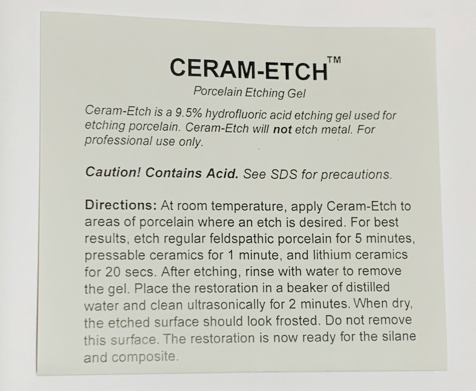 Ceramic Etching Gel – Ceram-Etch – 9.5% – 15 ml