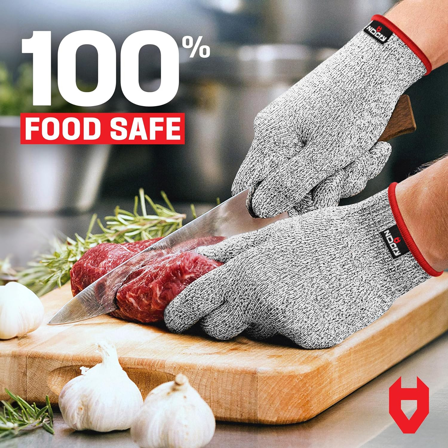 NoCry Premium Cut Resistant Gloves Food Grade — Level 5 Protection; Ambidextrous