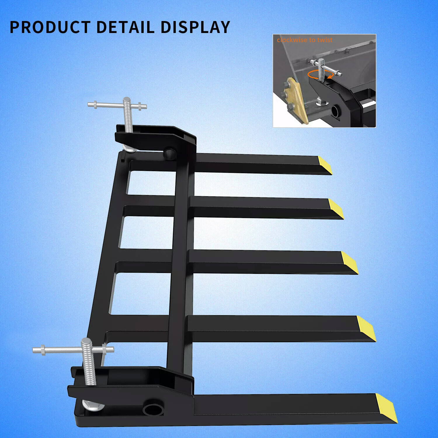 42″ Clamp on Heavy Duty Debris Fork for Tractor Skid Steer BucketsTrash Forks US