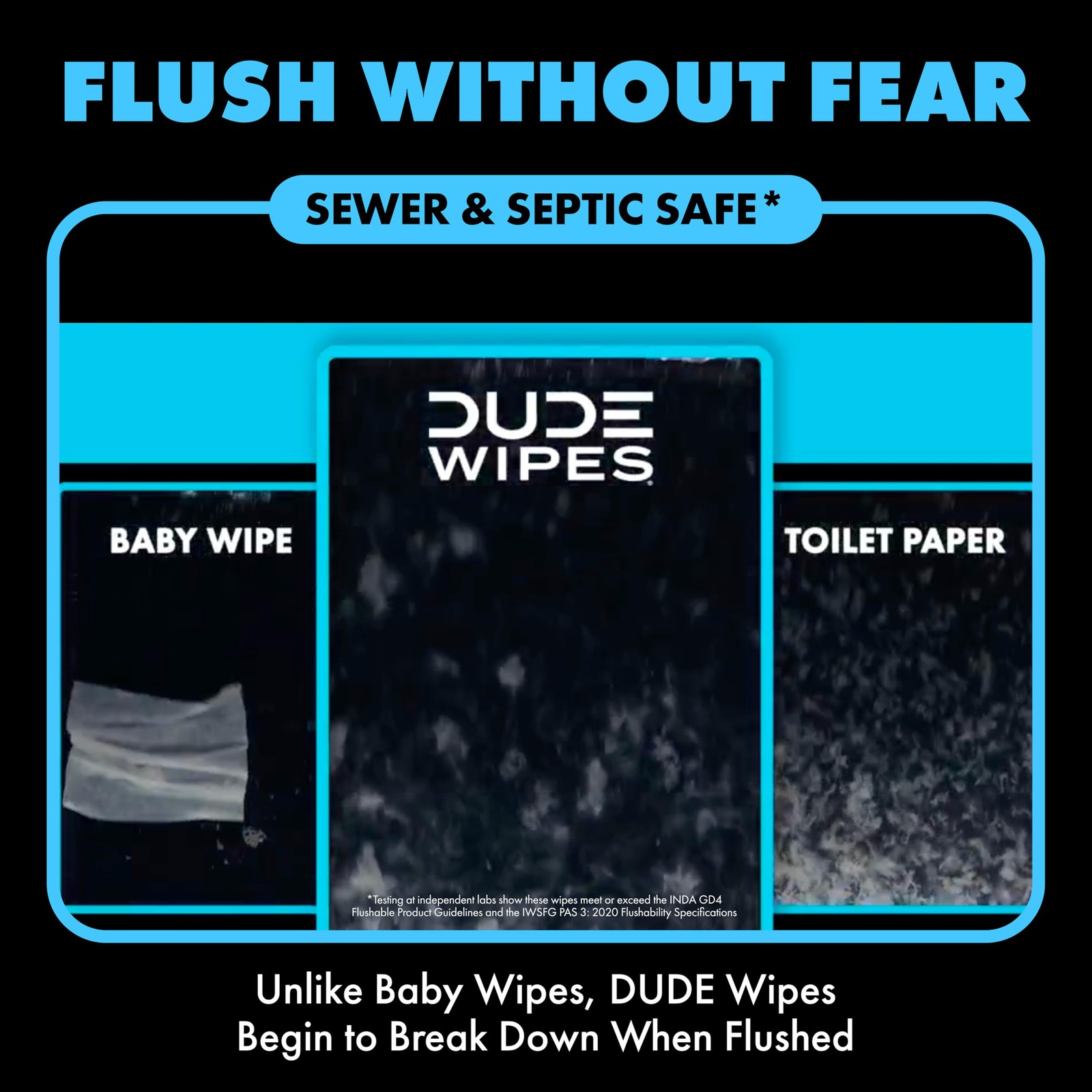 DUDE Wipes Unscented Flushable – 48 Count (Pack of 1), White