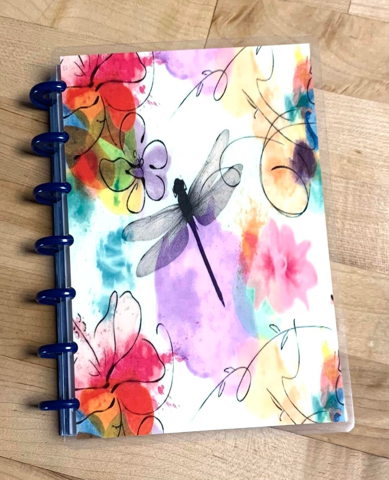 Watercolor Dragonfly Front/Back Cover Set 4 use with MINI HAPPY Planner-