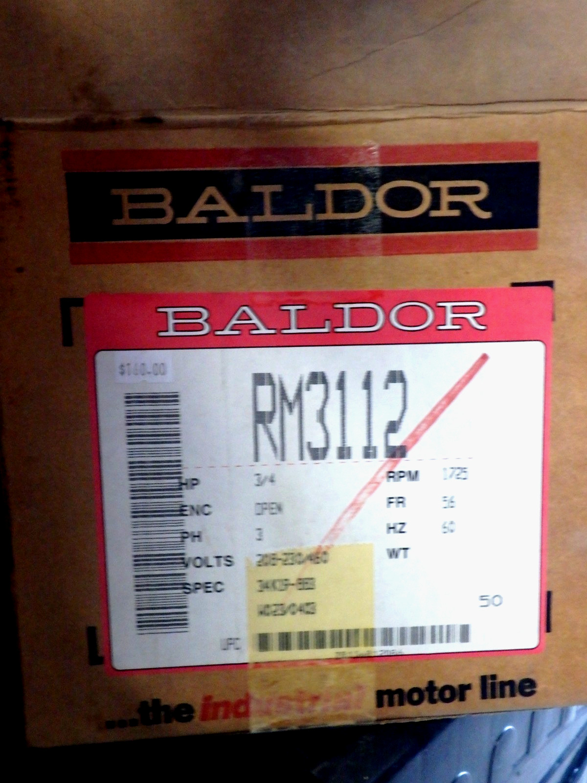 BALDER -3 PHASE INDUSTRIALMOTOR 230/460V 1725RPM .75HP NEW IN BOX