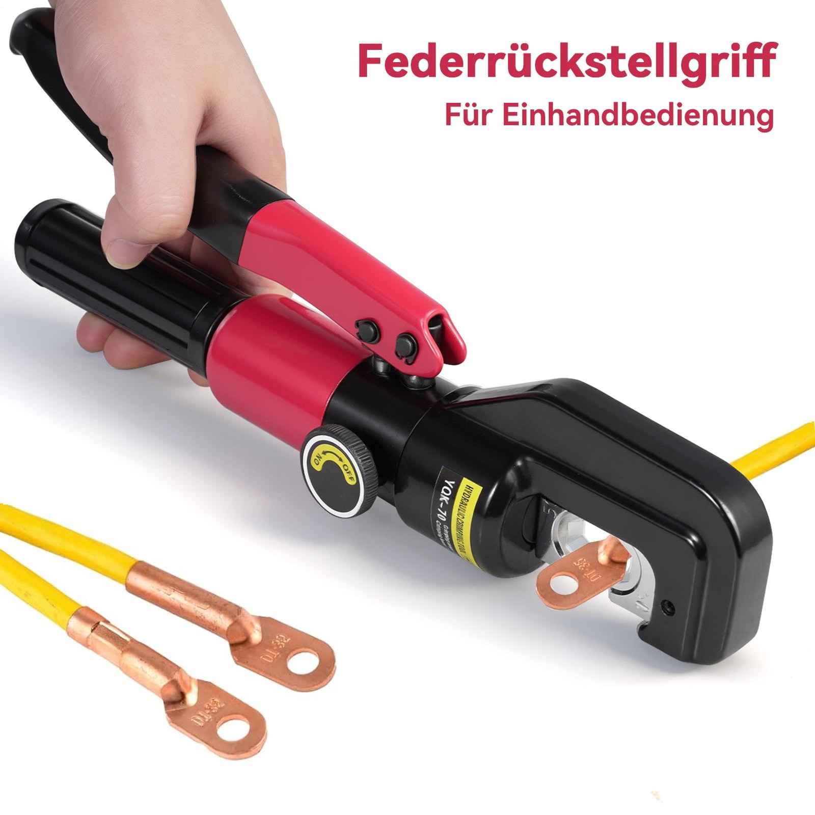 8T Hydraulic Wire Crimper Crimping Tool Battery Cable Lug Terminal W/8 Dies