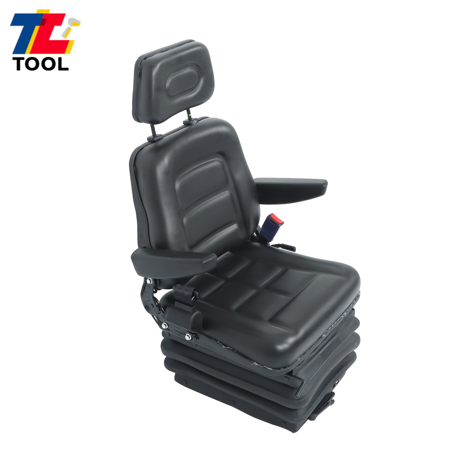 Forklift Tractor Seat Suspension Adjustable Backrest Armrest Safety Belt
