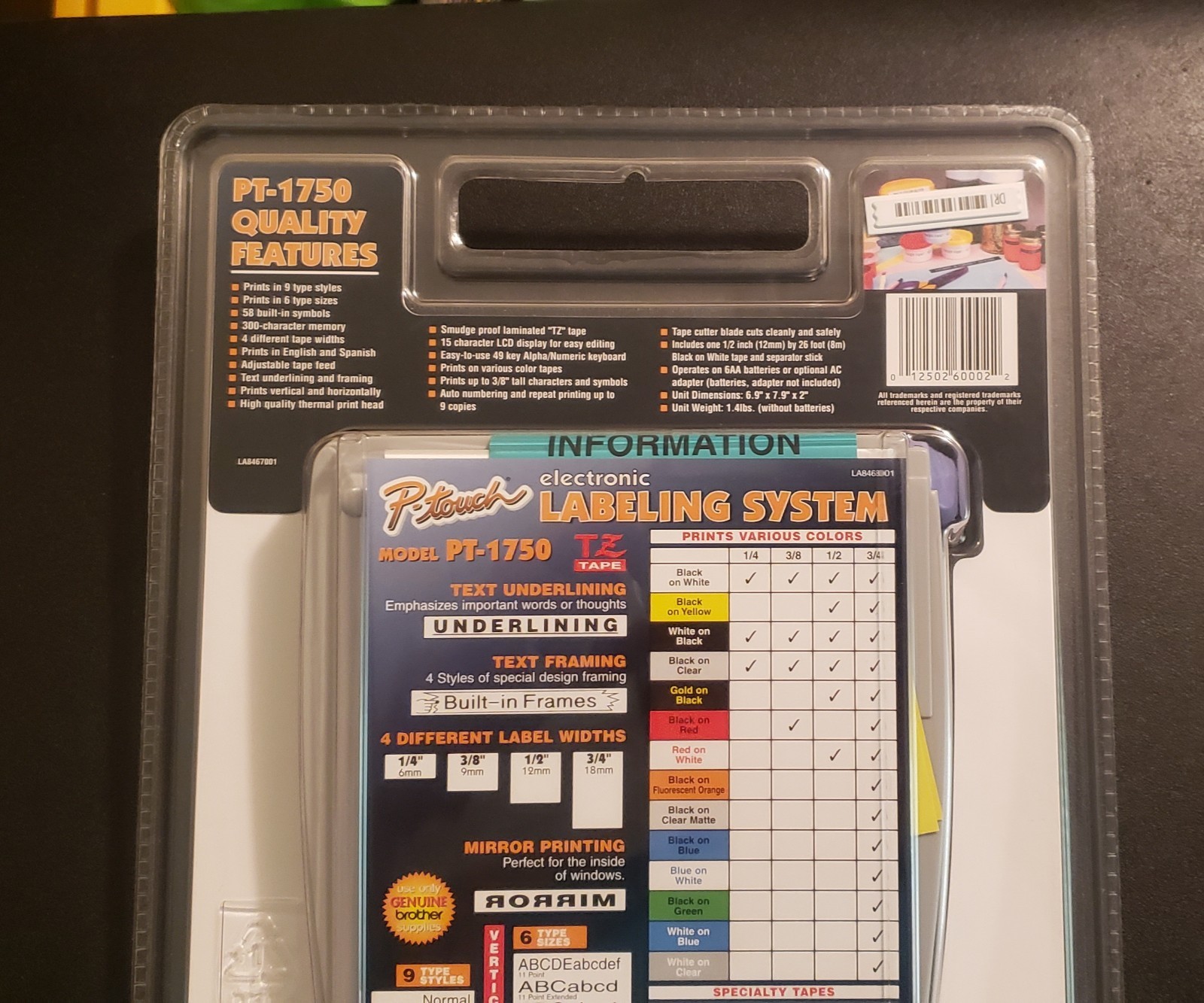 Brother PT-1750 P-Touch Label Maker Electronic Labeling System – New Sealed NOS!