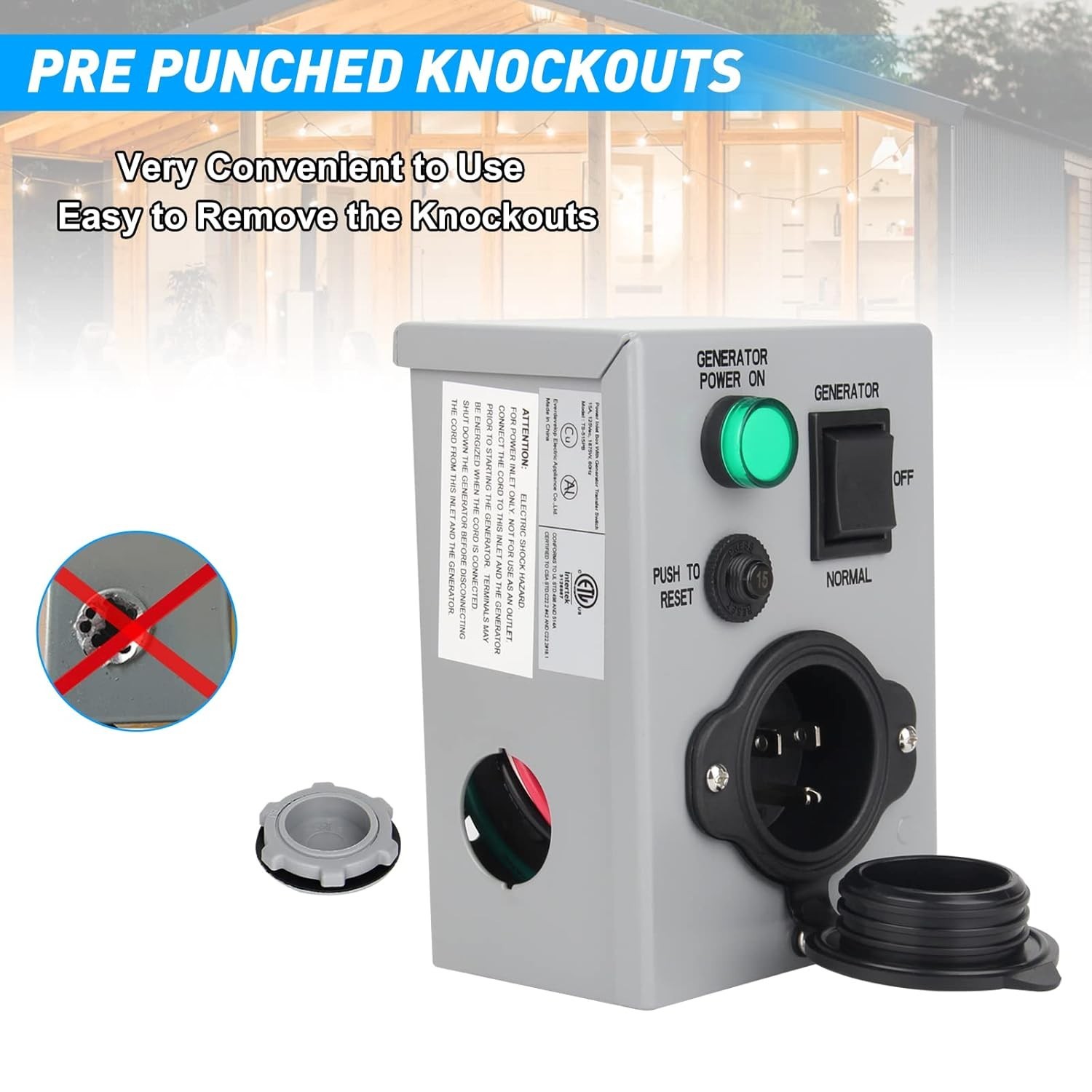 Durable 15 Amp Listed Manual Transfer Switch for Safe Indoor and Outdoor Use